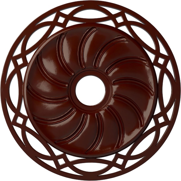 Ekena Millwork Loera Ceiling Medallion (Canopies up to 6 1/4"), 26 5/8"OD x 4 1/2"ID x 1 3/8"P, Brushed Mahogany CM26LOBMF - main